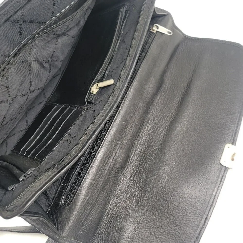 Cole Haan‎ Collection Black Leather Briefcase Messenger Bag Lawyer Bag Italy